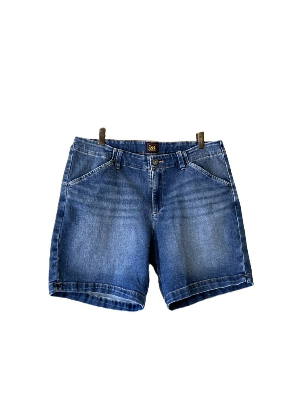 👖✨ Lee Denim Shorts | Women's Size 12 | Medium Wash Blue | Split Hem Detail